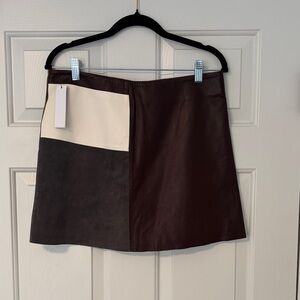Theory Tri-Tone Leather Mini Skirt